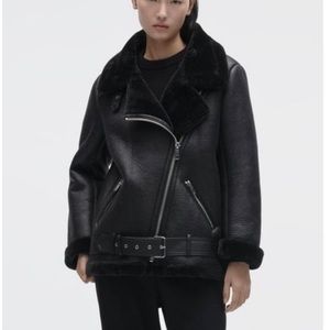 Zara Black Faux Leather Moto Jacket